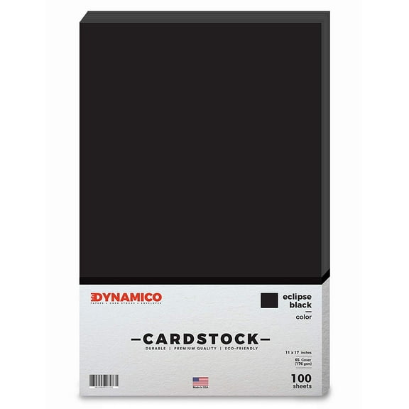 Eclipse Black 11 x 17" Cardstock Paper - Tabloid/Ledger - for Cards and Stationery Printing | Medium weight 65 LB (175 gsm) Cover Card Stock | 100 Sheets Per Pack