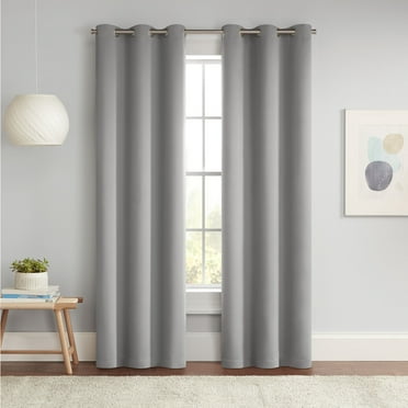 Eclipse Blackout Curtains, Darrell Thermaweave Grommet 37 in x 63 in Curtain Panel in Grey, Sold as a Single Curtain Panel