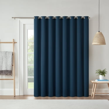 Eclipse Blackout Curtains, Darrell Thermaweave Grommet Extra Wide Curtains, Sliding Door Curtains 84 in x 100 in, Indigo, Sold as a Single Curtain Panel