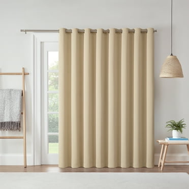 Eclipse Blackout Curtains, Darrell Thermaweave Grommet Extra Wide Curtains, Sliding Door Curtains 84 in x 100 in, Wheat