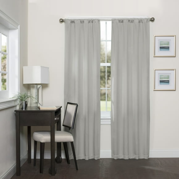 Eclipse Blackout Curtains, Darrell Thermaweave Rod Pocket 37 in x 63 in Curtain Panel in Grey, Sold as a Single Curtain Panel