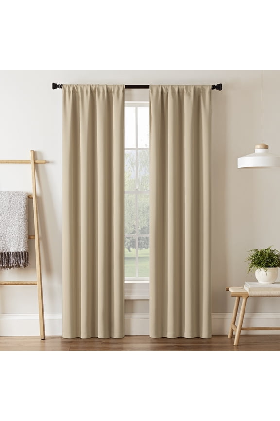 Blackout Curtains, Darrell Thermaweave Rod Pocket 37 in x 63 in Curtain panel in Wheat, Sold as a Single Curtain Panel