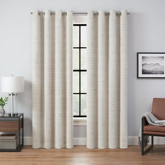 Eclipse Branson 100% Blackout Textured Curtain Panel, Grommet, Magnetic Closure, 63 in x 50 in, Ivory, 1 Panel