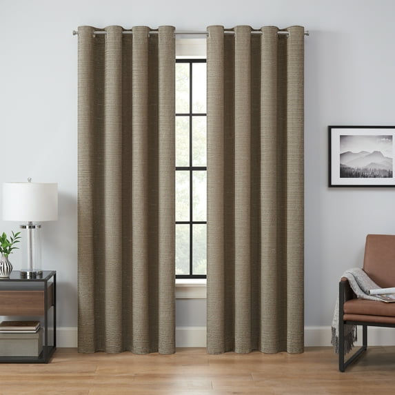 Eclipse Branson Magnitech 100% Blackout Curtain, Grommet Window Curtain Panel, Seamless Magnetic Closure, 63 in long x 50 in wide, (1 Panel), Mocha