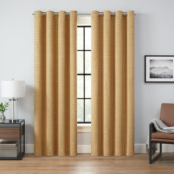 Eclipse Branson Magnitech 100% Blackout Curtain, Grommet Window Curtain Panel, Seamless Magnetic Closure, 84 in x 50Â in wide, (1 Panel), Honey/ Gold