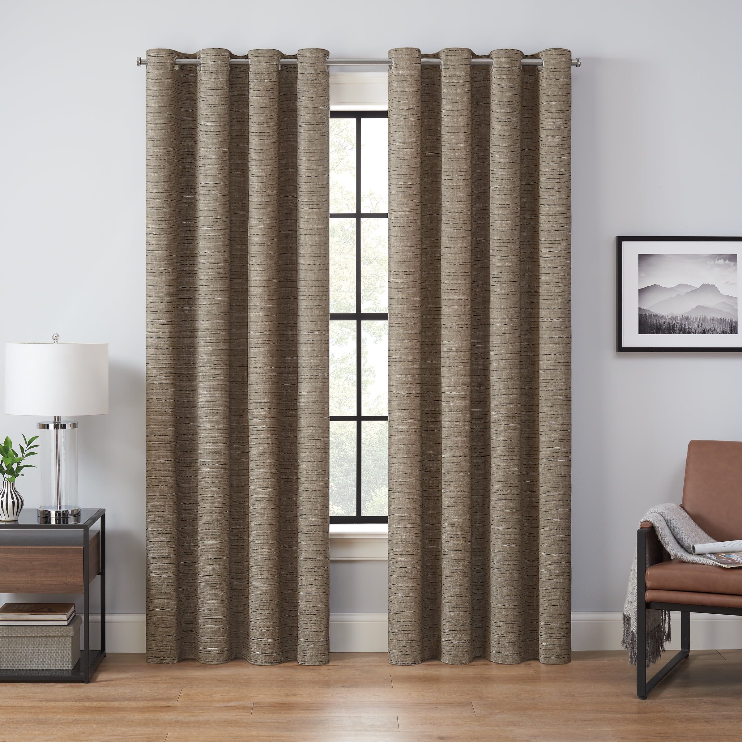 Eclipse Branson Magnitech 100% Blackout Curtain, Grommet Window Curtain Panel, Seamless Magnetic Closure, 84 in x 50 in wide, (1 Panel), Mocha