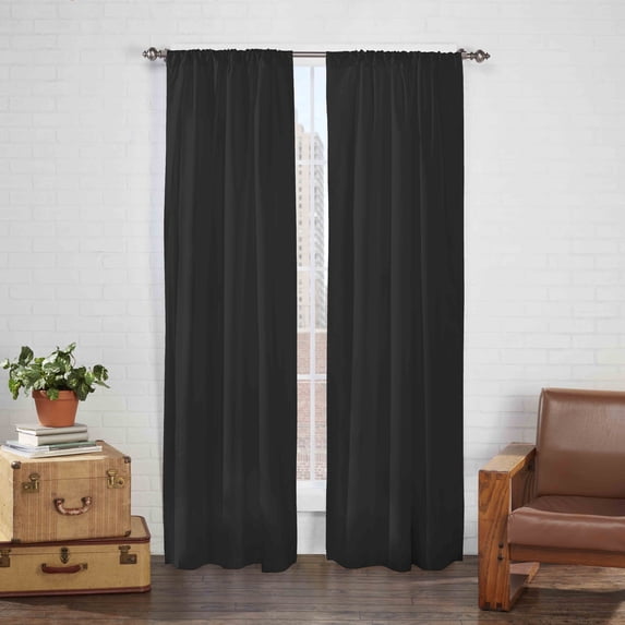 Eclipse Cadenza Microfiber Rod Pocket Panel Pair (2 Panels) Black 80x84 84 Inches