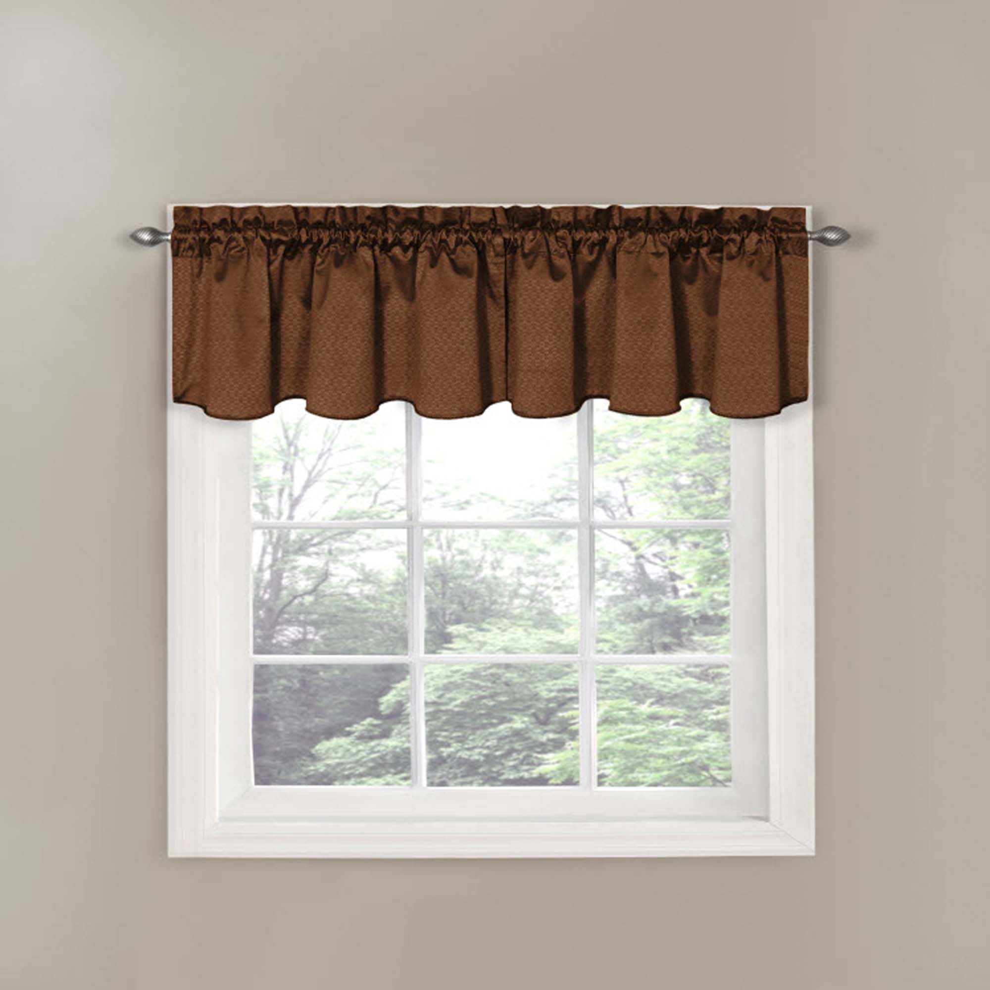 Eclipse Canova Solid Room Darkening Rod Pocket Valance, Chocolate, 42 x 21