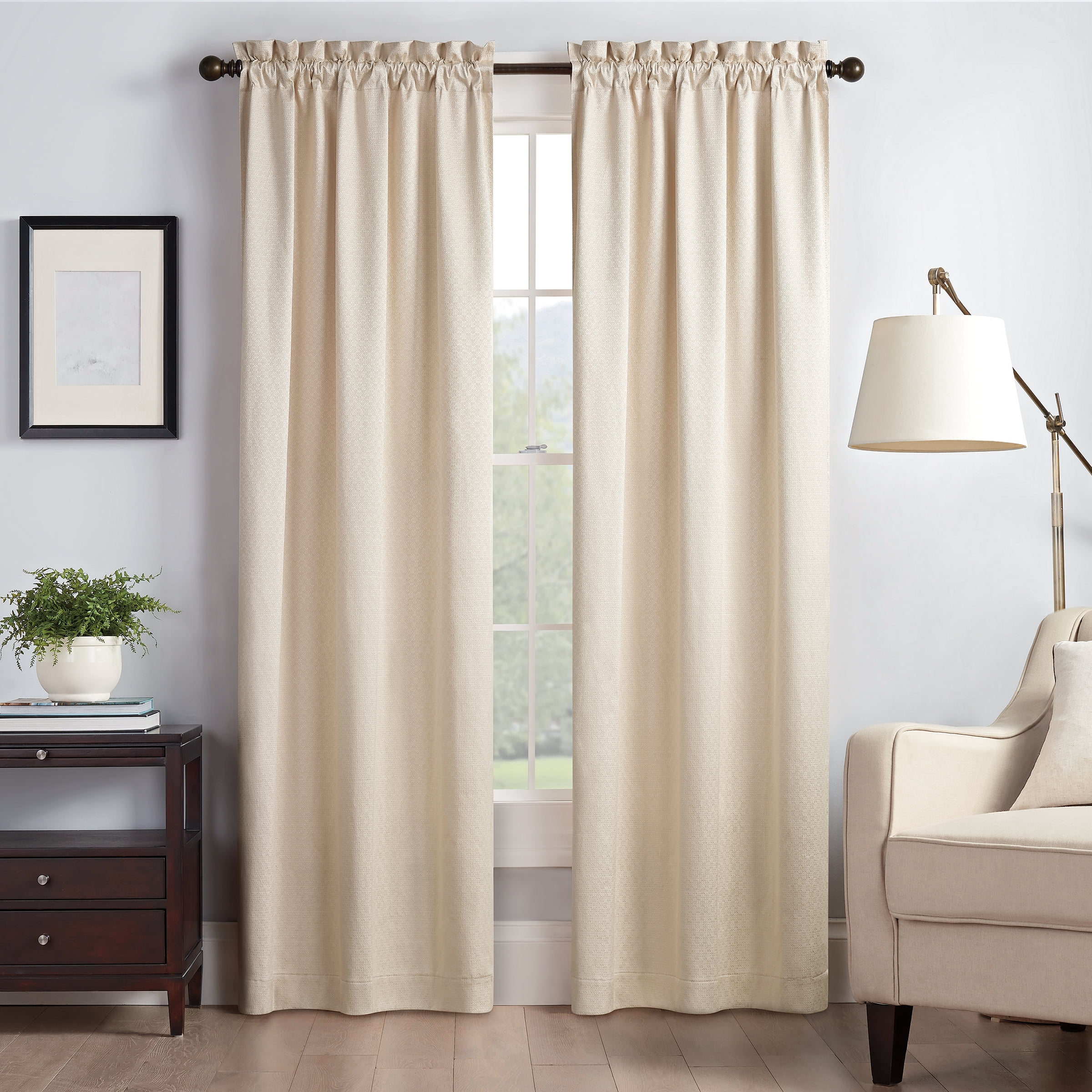 Ivory Ground Length Blackout Cotton Polyester Window Panel
