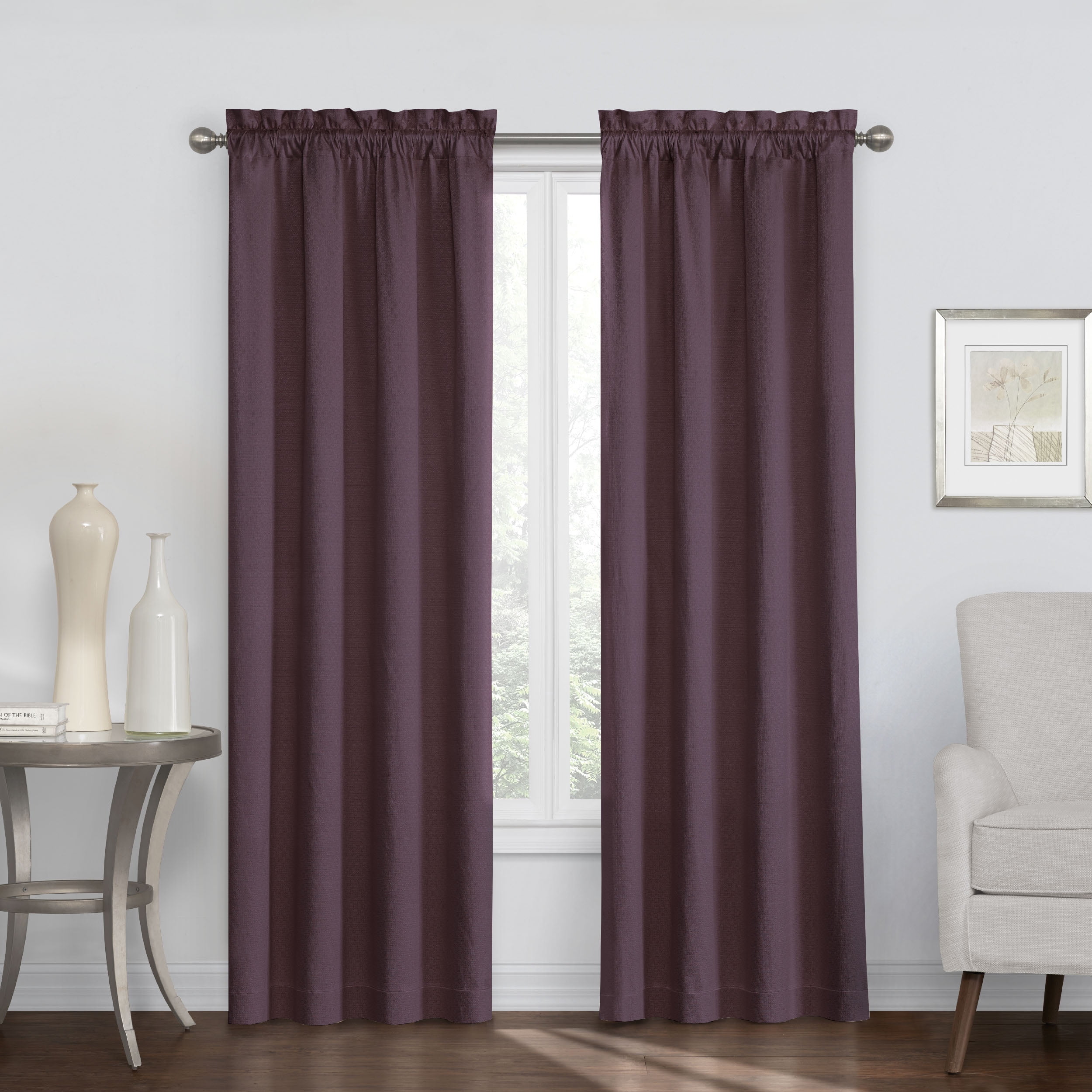 Plum Cotton Polyester Blackout Rod Pocket Window Panel