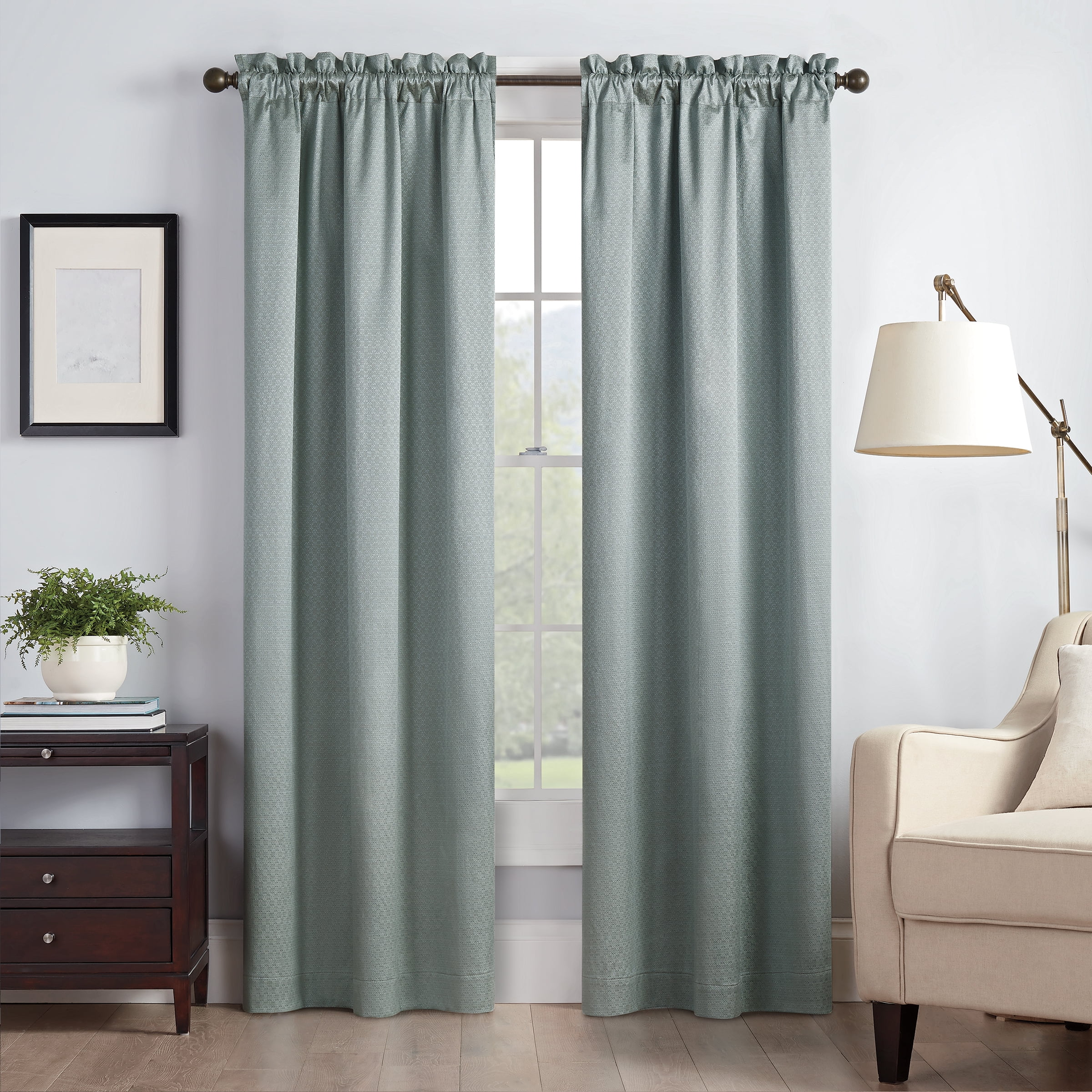 River Blue Ground Length Cotton Polyester Blackout Window Panel