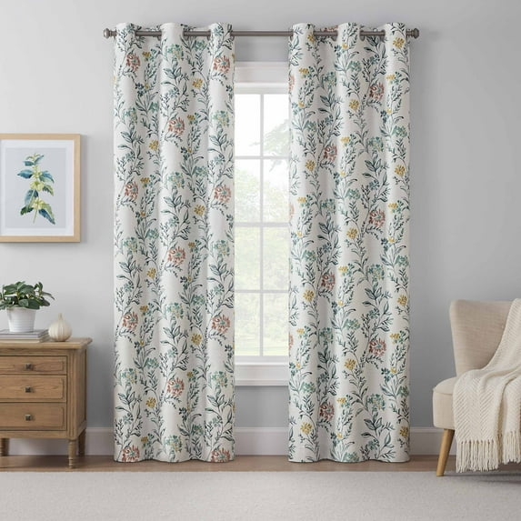 Eclipse Claire Magnitech 100% Blackout Curtain, Grommet Window Curtain Panel, Seamless Magnetic Closure for Bedroom, Living Room or Nursery, 84 in long x 37 in wide, (2 Panels), Multi
