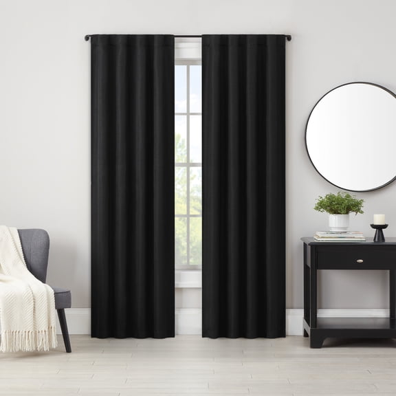 Eclipse Clemons Rod Pocket Back Tab Blackout 40x84 Window Curtain in Black