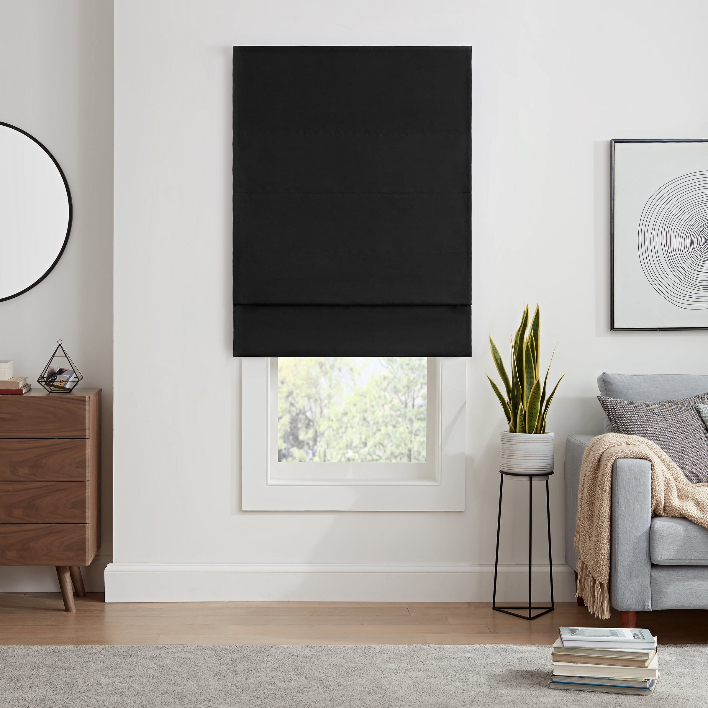 Eclipse Cordless 100% Blackout Polyester Roman Window Shades, 35" x 64"
