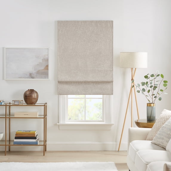 Eclipse Drew Textured Solid 100% Total Blackout 35" Cordless Roman Shade - Linen