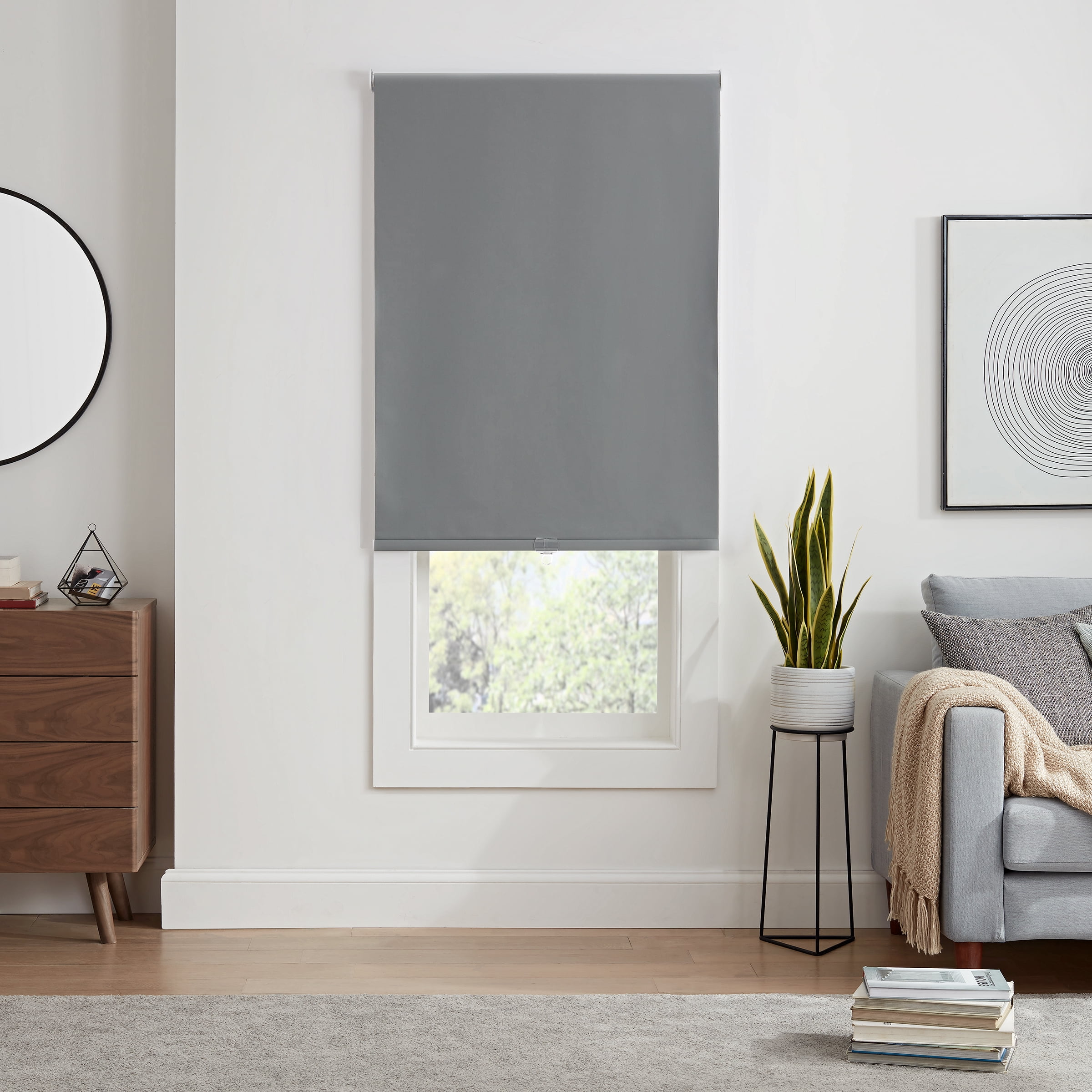 Eclipse Arbor Solid 100% Total Blackout Cordless Roller Shade 48x72 - Grey
