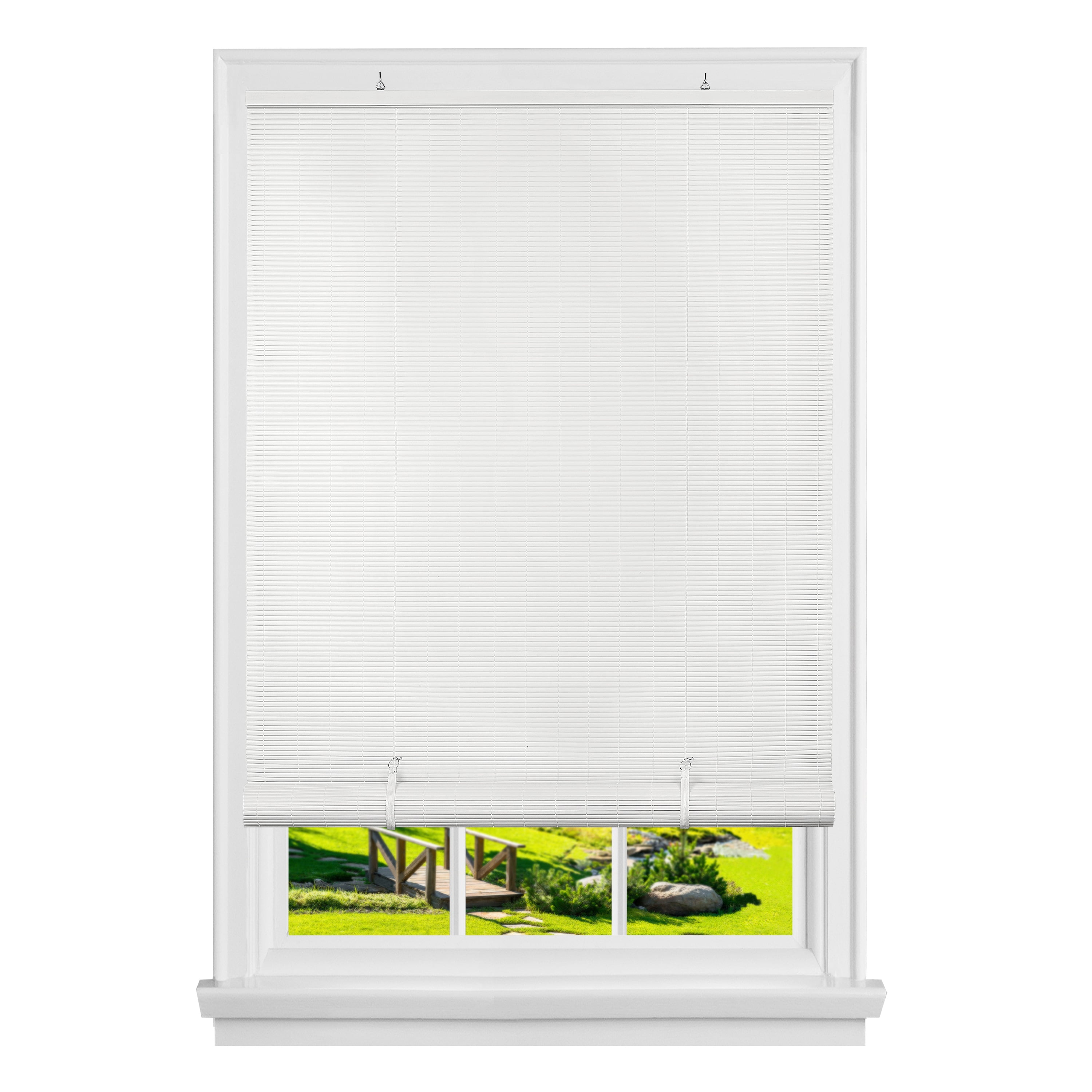 Cordless Solstice 60"x72" White Vinyl Roll-Up Outdoor Blind