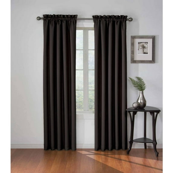 Eclipse Corinne Blackout Rod Pocket Single Window Curtain Panel, Black, 42 x 84