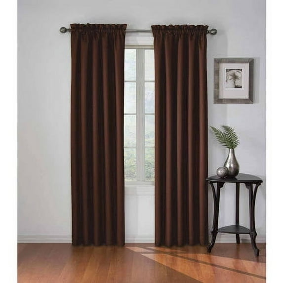 Eclipse Corinne Blackout Rod Pocket Single Window Curtain Panel, Espresso, 42 x 63