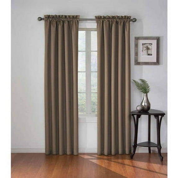 Eclipse Corinne Blackout Rod Pocket Single Window Curtain Panel, Mushroom, 42 x 95