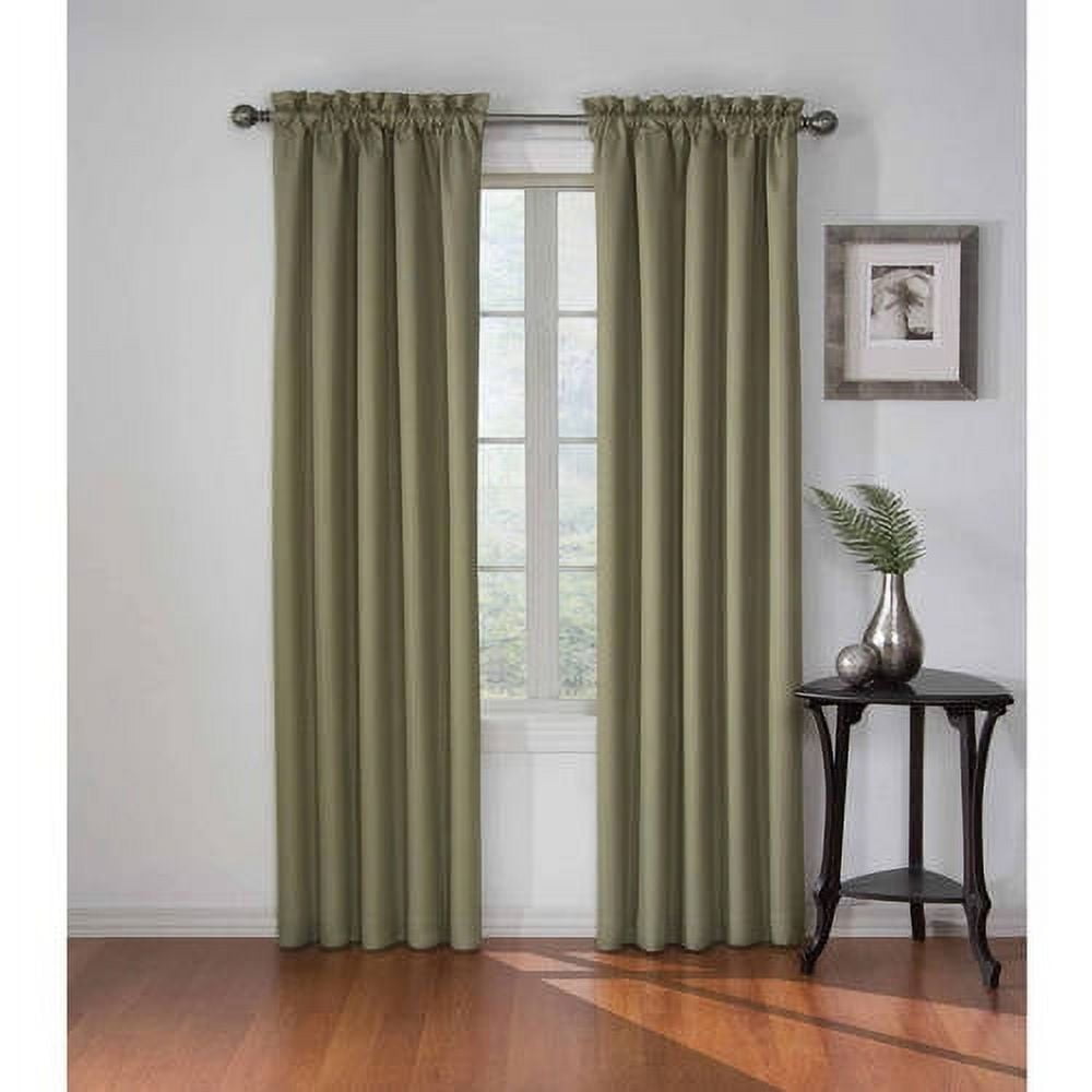 Eclipse Corinne Blackout Rod Pocket Single Window Curtain Panel, Olive Green, 42 x 63