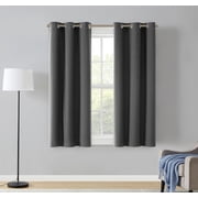Eclipse Corte Solid Blackout Curtains, Set of 2, 63 Inch Long Blackout Curtains, 37 W x 63 L, Grey