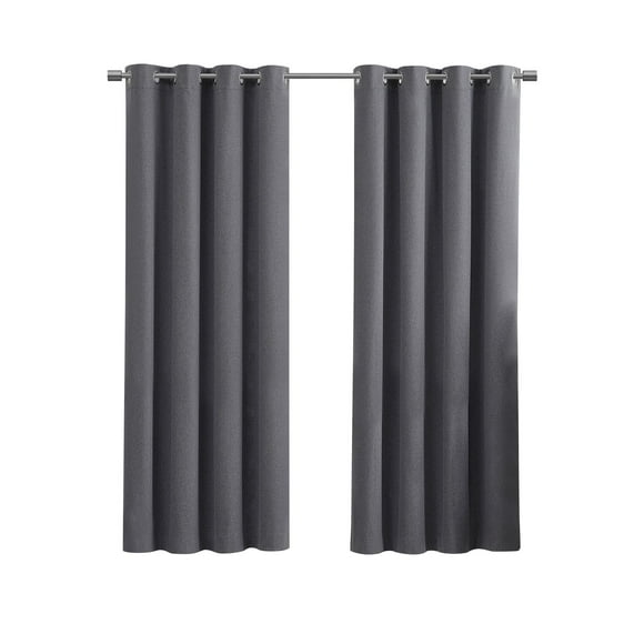 Eclipse Corte Solid Blackout Curtain, Panel Pair, Grey, 37" W x 84" L