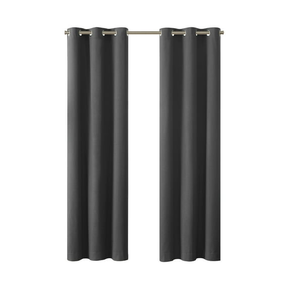 Eclipse Corte Solid Blackout Curtains, Set of 2, 84 Inch Long Blackout Curtains, 37" W x 84" L, Grey
