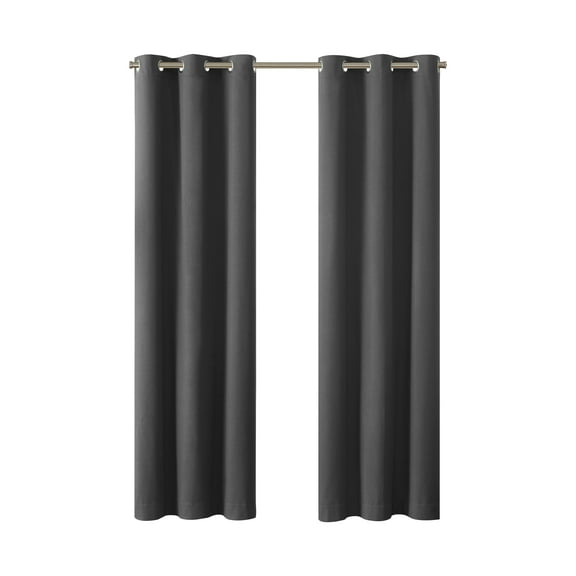 Eclipse Corte Solid Blackout Curtains, Set of 2, 84 Inch Long Blackout Curtains, 37" W x 84" L, Grey
