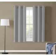 Eclipse Corte Solid Blackout Curtains, Set of 2, 63 Inch Long Blackout Curtains, 37" W x 63" L, Silver