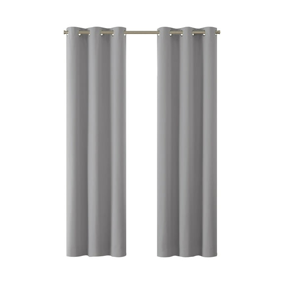 Eclipse Corte Solid Blackout Curtains, Set of 2, 84 Inch Long Blackout Curtains, 37" W x 84" L, Silver