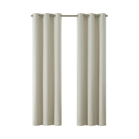 Eclipse Corte Solid Blackout Curtains, Set of 2, 84 Inch Long Blackout Curtains, 37" W x 84" L, Vanilla