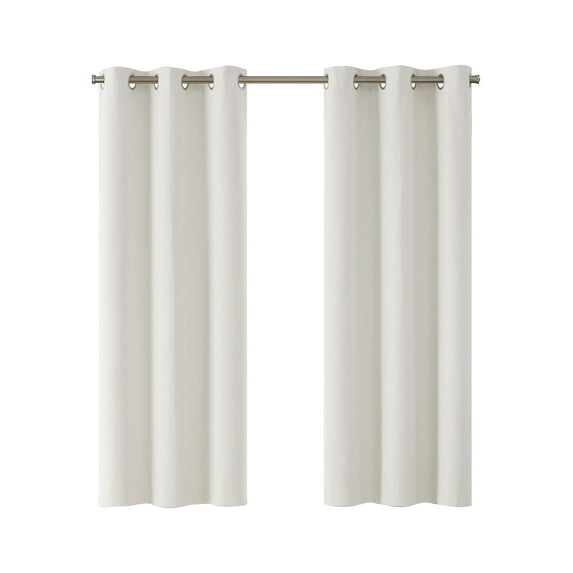 Eclipse Corte Solid Blackout Curtains, Set of 2, 63 Inch Long Blackout Curtains, 37" W x 63" L, White