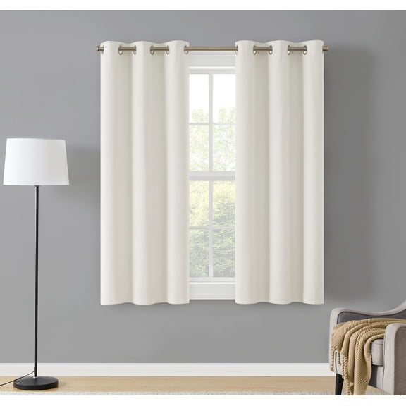 Eclipse Corte Solid Blackout Curtains, Set of 2, 63 Inch Long Blackout Curtains, 37" W x 63" L, White