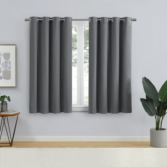 Eclipse Corte Solid Grey Flannel Blackout Grommet Top Single Curtain Panel, 52" x 63"