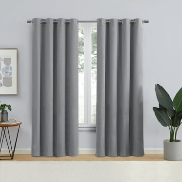 Eclipse Corte Solid Soft Silver Blackout Grommet Top Single Curtain Panel, 52" x 84"