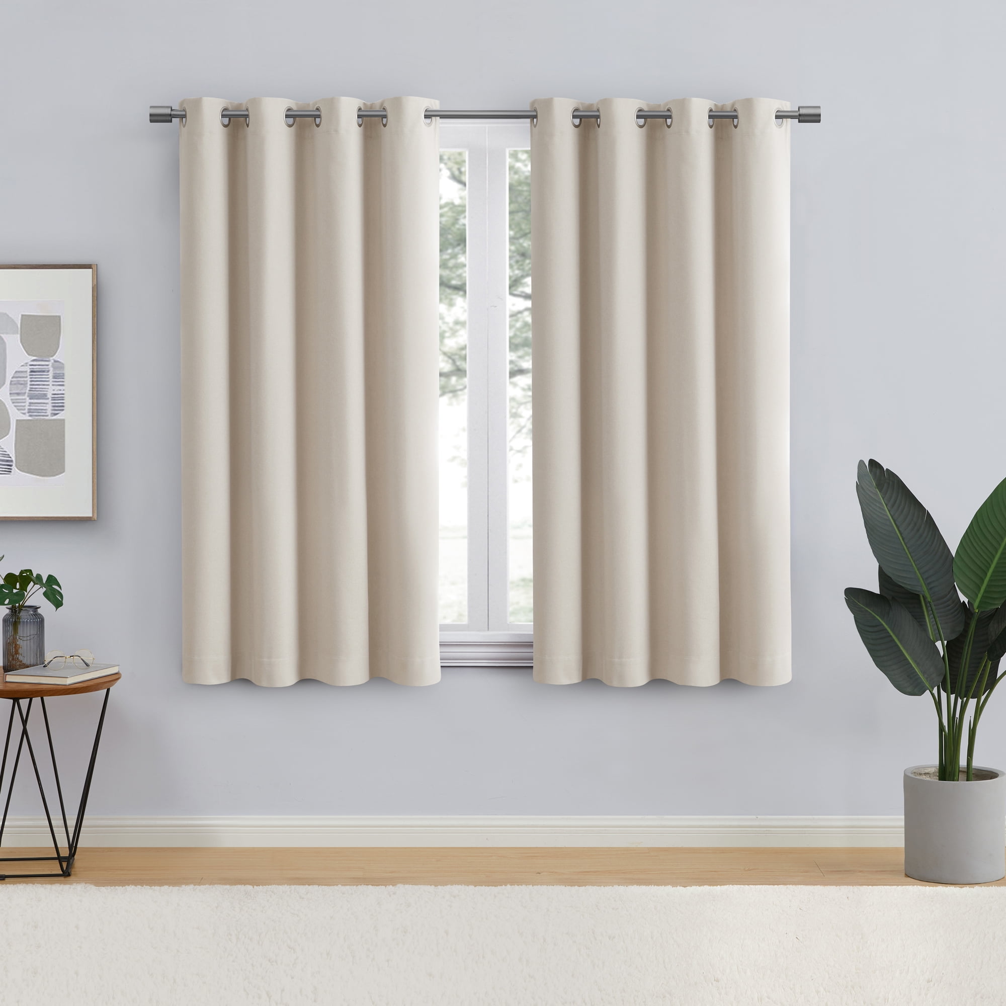 Adam White Color Set of 2 Panels Drapes Thermal Blackout Noise Reduce 100%  privacy Window Curtain Grommets Home Décor 63 Long 