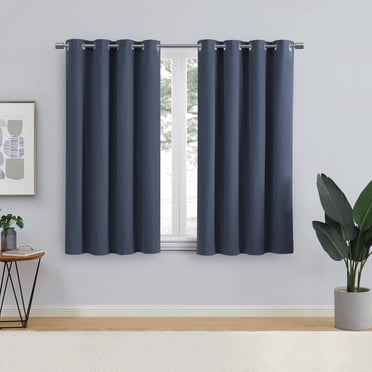Eclipse Corte Solid Washed Indigo Blackout Grommet Top Single Curtain Panel, 52" x 63"