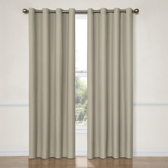 Eclipse Dane Grommet Blackout Energy-Efficient Single Curtain Panel, Beige, 52x63