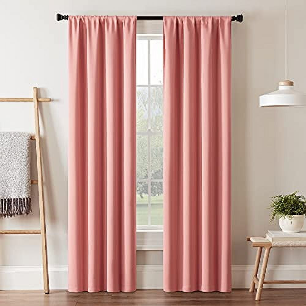 Coral Polyester Blackout Rod Pocket Curtain Panel