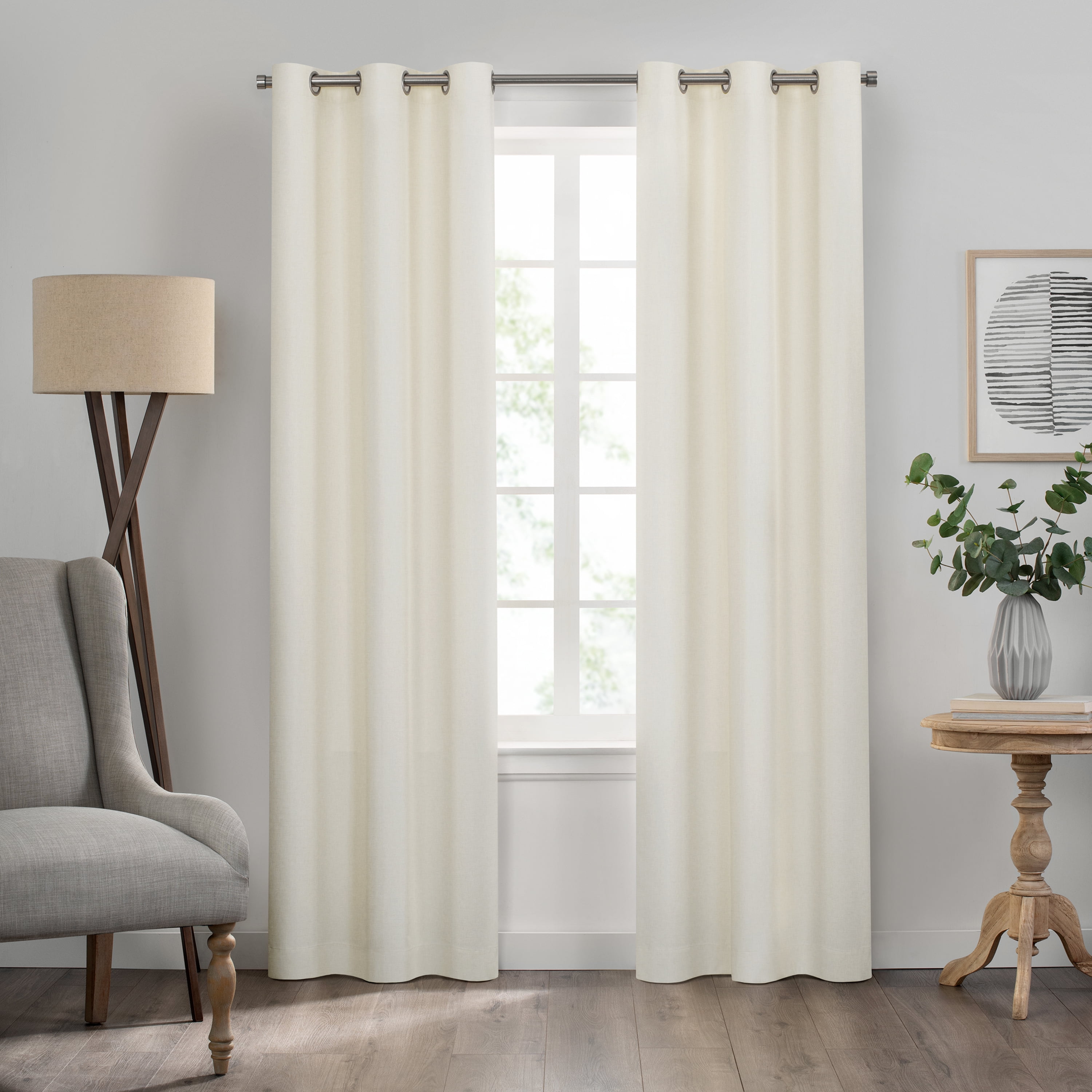 Ivory Blackout Polyester Grommet Window Curtain Panel, 42 x 84