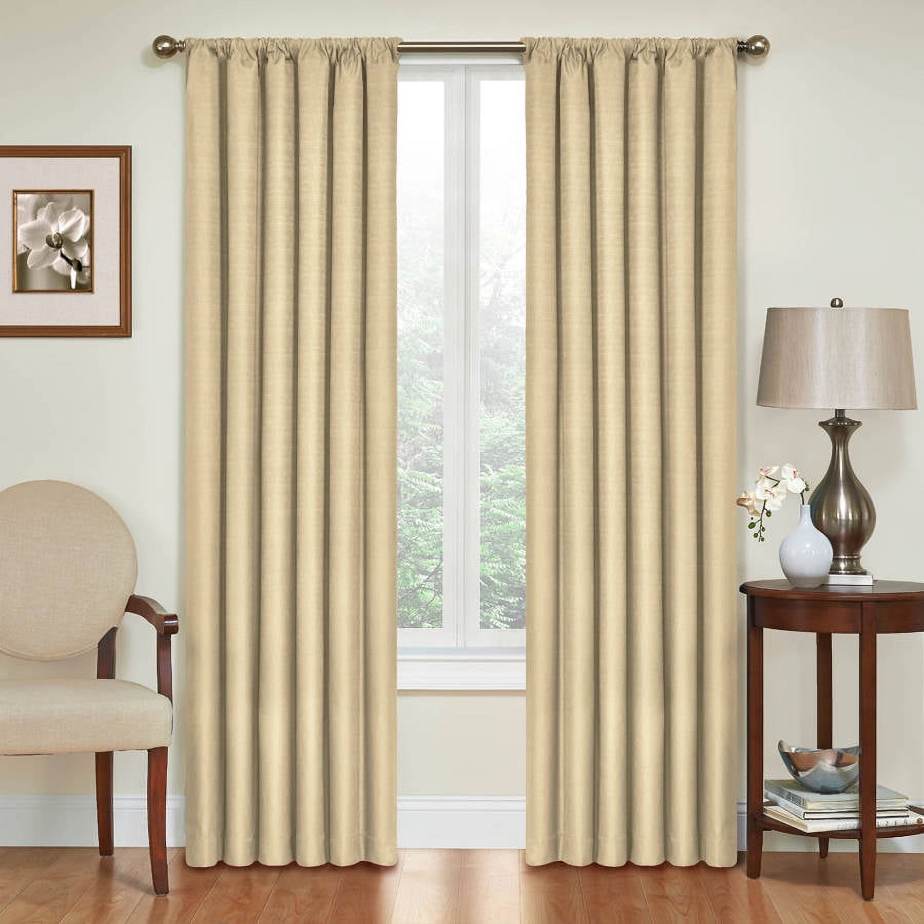 Cafe Beige Polyester Blackout Rod Pocket Curtains