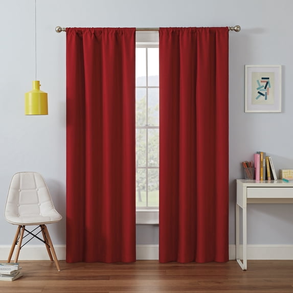 Eclipse Dayton Solid Blackout Rod Pocket Energy-Efficient Curtain Panel, Chili Red, 42"x95"