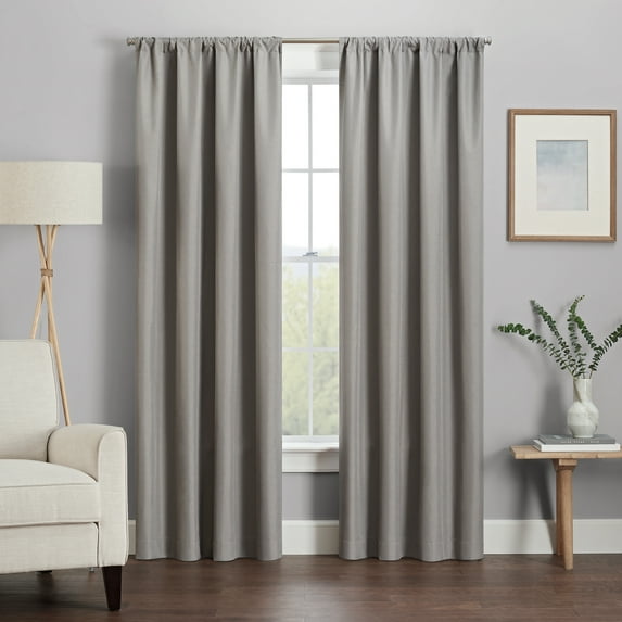 Eclipse Dayton Solid Blackout Rod Pocket Energy-Efficient Curtain Panel, Light Gray, 42"x54"