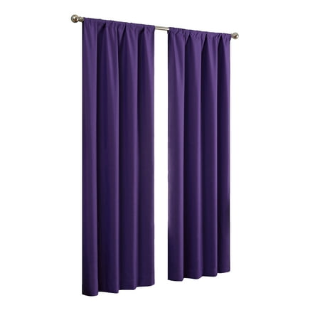 Eclipse Kendall Solid Blackout Rod Pocket Energy-Efficient Curtain Panel, Purple, 42 x 63