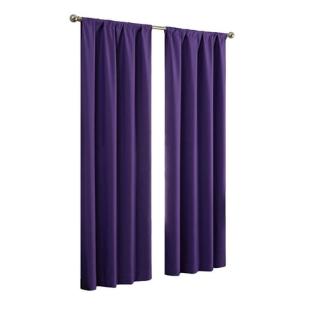Eclipse Kendall Solid Blackout Rod Pocket Energy-Efficient Curtain Panel, Purple, 42 x 84