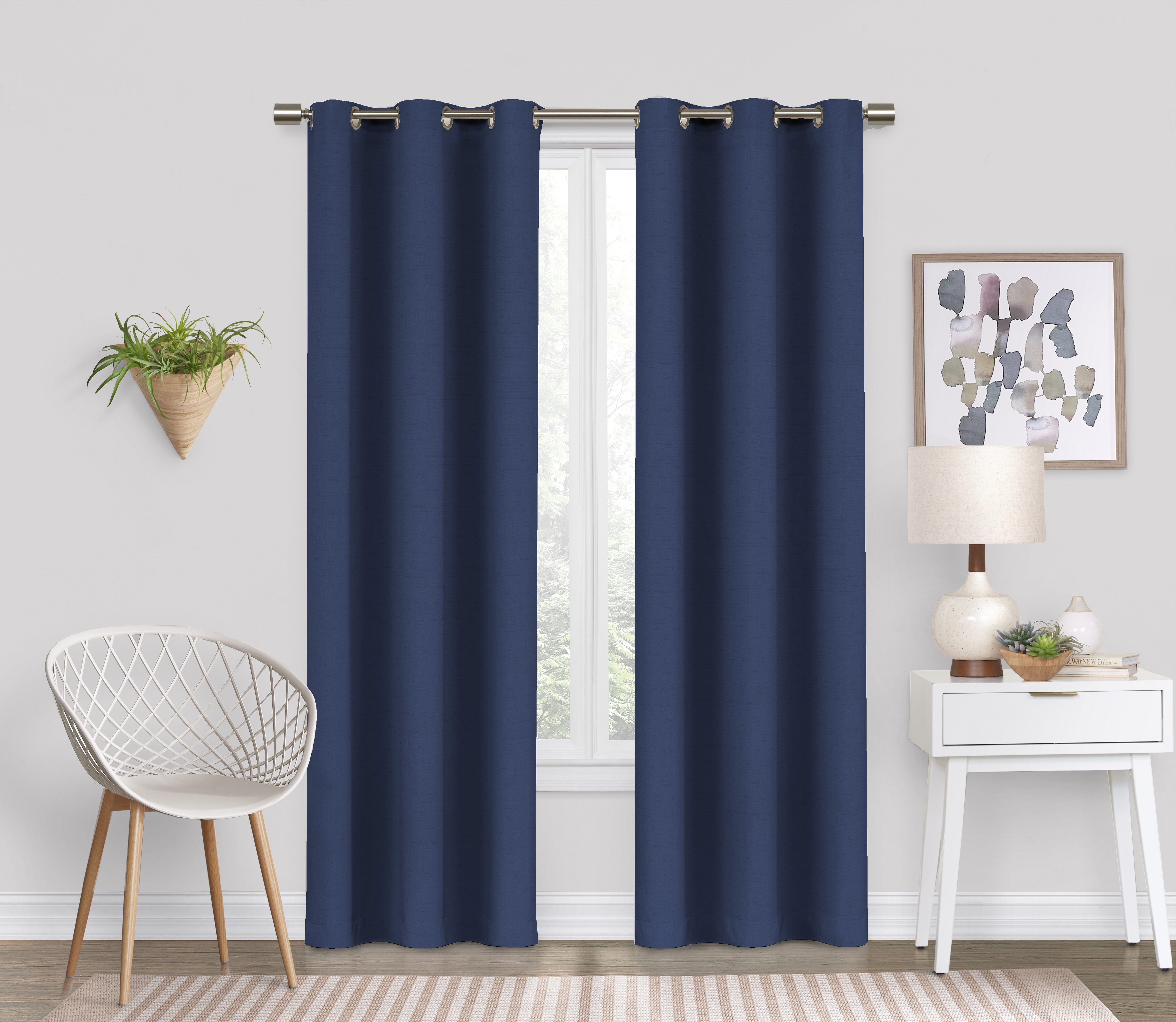 Eclipse Dayton Solid Blue Blackout Grommet Single Curtain Panel, 42" x 84"