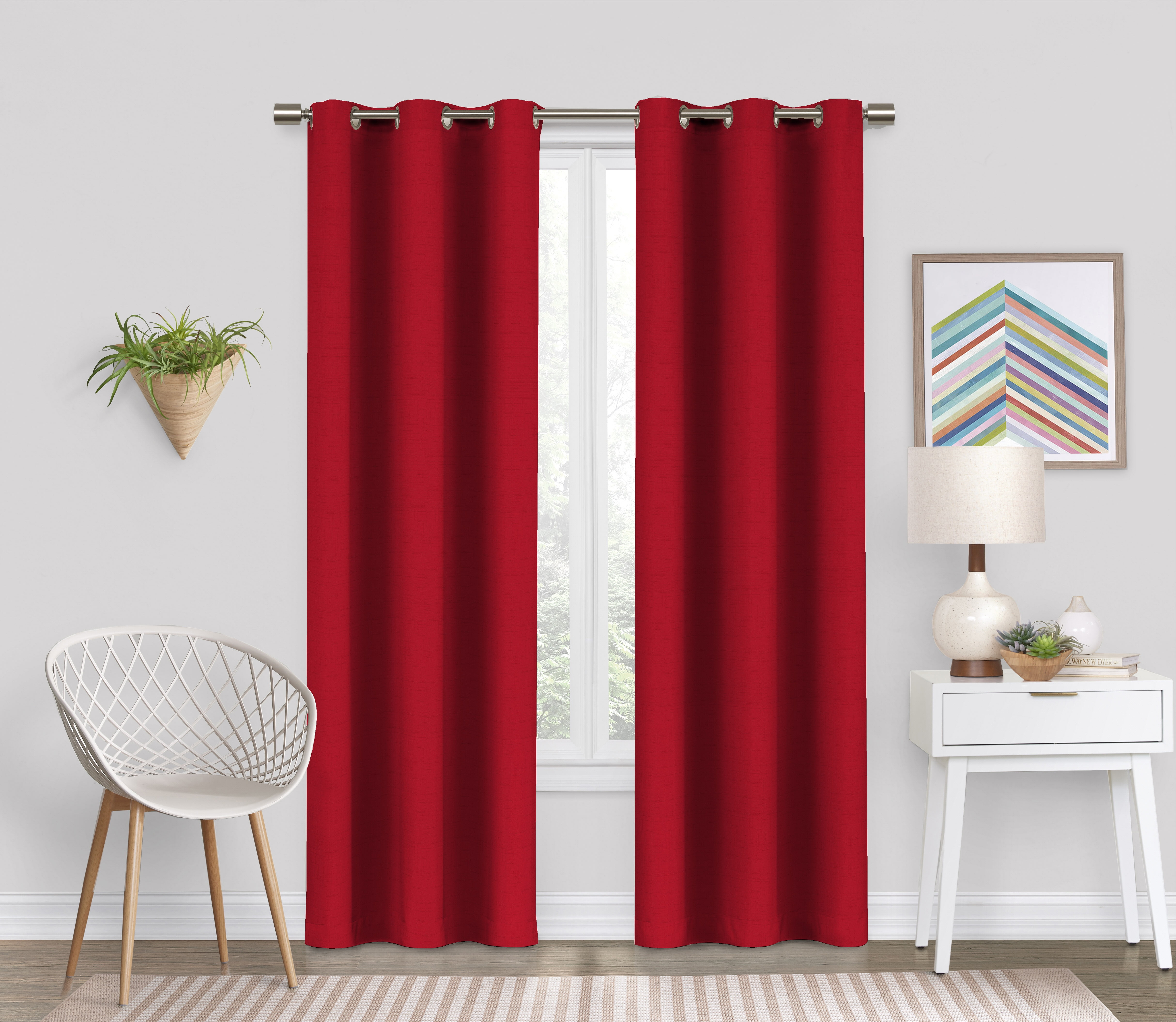 Eclipse Dayton Solid Chili Red Blackout Grommet Single Curtain Panel, 42" x 84"