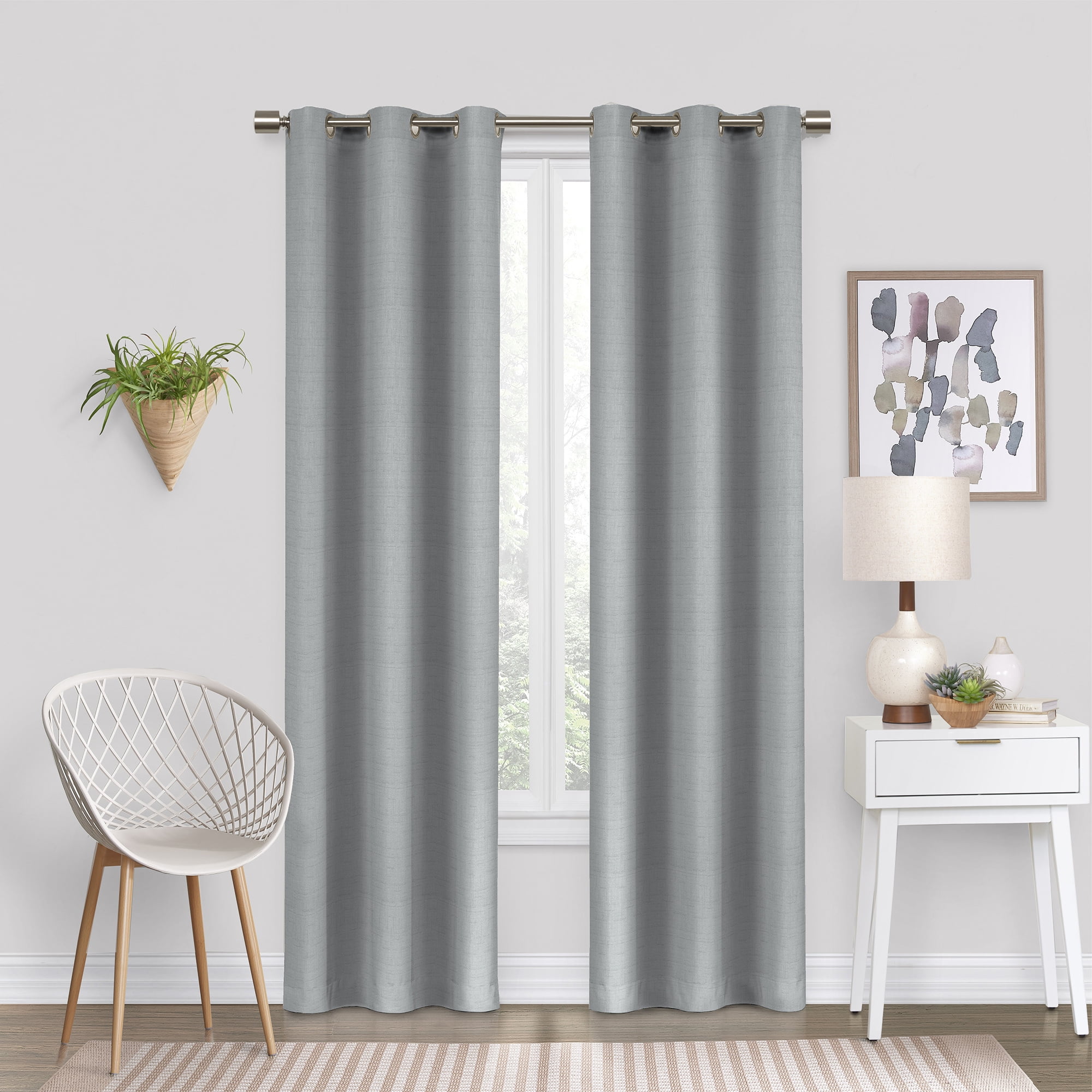 Eclipse Dayton Solid Gray Blackout Grommet Single Curtain Panel, 42" x 63"