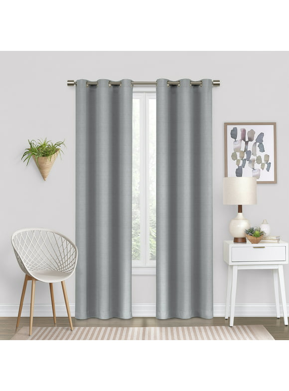 Eclipse Dayton Solid Color Blackout Grommet Single Curtain Panel, Gray, 42 x 63